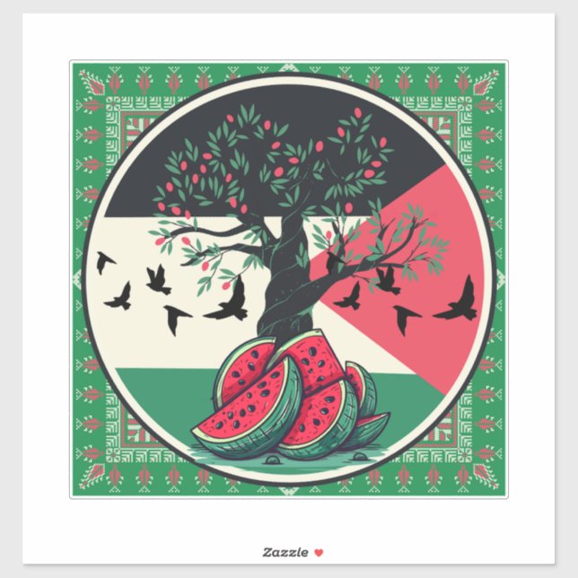 Sticker culture palestienne | pastèque palestine, olive t (Feuille)