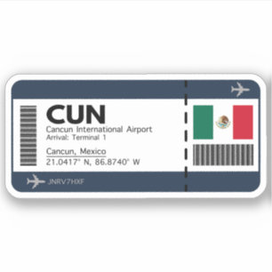 Sticker CUN Cancun Boarding Pass - Billet aéroport