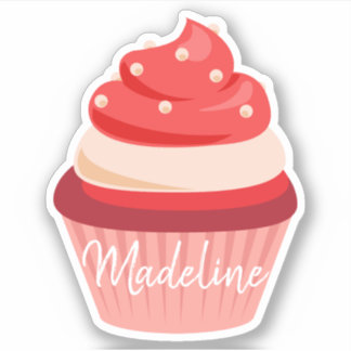 Sticker cupcake crème velours rouge doux