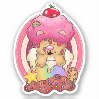 Sticker Cupcake d'ours poli coloré|