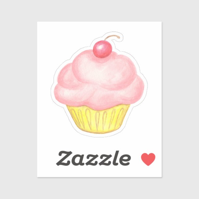 Sticker Cupcake Rose (Feuille)