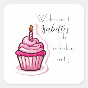 Sticker Cupcake Rose Cute