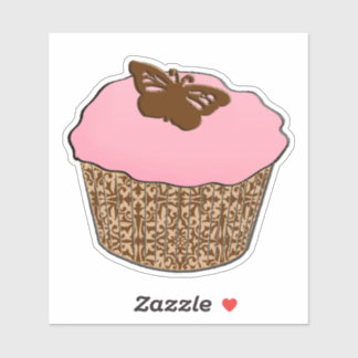 Sticker Cupcake rose fraise