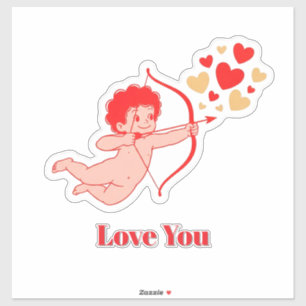 Sticker Cupidon mignon avec arc et flèche