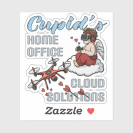 Sticker Cupid's Home Office, Drone Valentine's Day