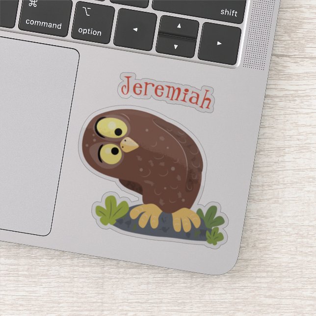 Sticker Curieux et drôle dessin animé de chouette brune (Détail)