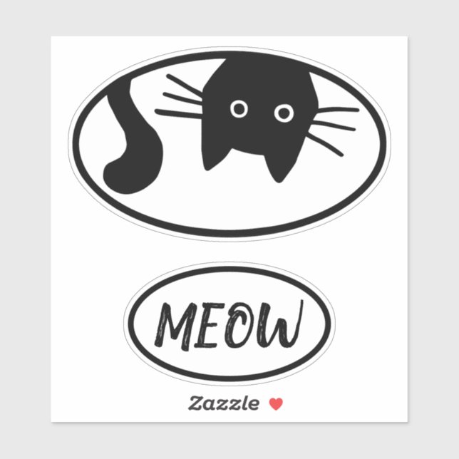 Sticker Curieux jeu d'autocollants en vinyle ovale de chat (Feuille)