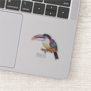 Sticker Curl crested aracari bird cartoon