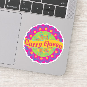 Sticker Curry Queen Motif indien, épicé, Chef