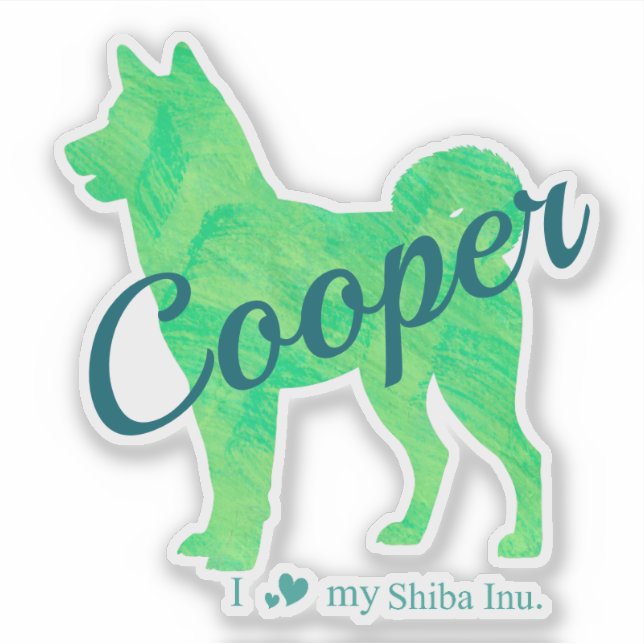 Sticker Custom Cute Pastel Green Color Shiba Inu – Dog (Devant)