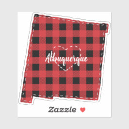 Sticker Custom New Mexico Hometown State Plaid Christmas