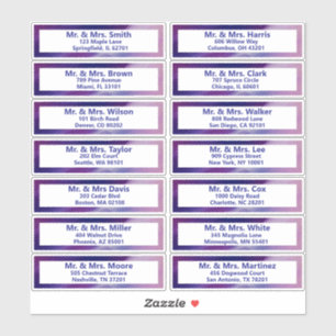 Sticker Custom Purple Blue Bar Mitzvah Adresse d'invité