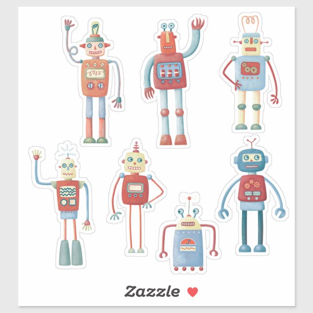 Sticker Cute 1950 (Fun retro robot stickers.  Original art by Nic Squirrell. )