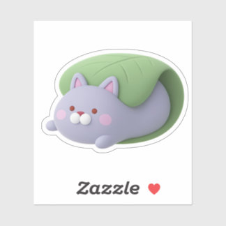 Sticker Cute 3D Cat Kashiwamochi Japanese Rice Cake Sticke
