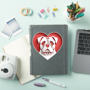 Sticker Cute American Bulldog Heart Amoureux des chiens Pu