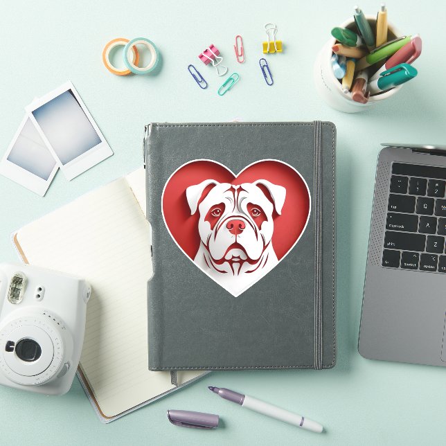 Sticker Cute American Bulldog Heart Amoureux des chiens Pu (Couverture iPad)
