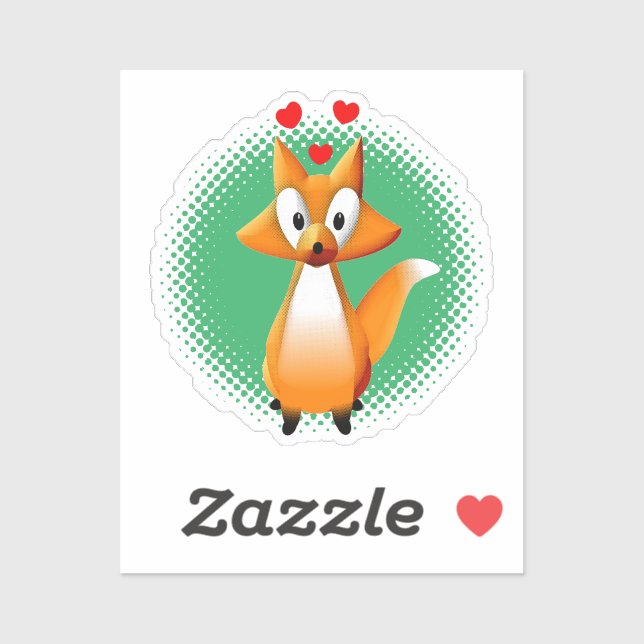 Sticker Cute animal caricature Fox (Feuille)
