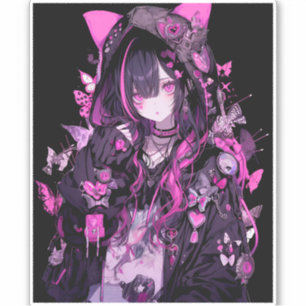 Sticker Cute Anime Goth Girl