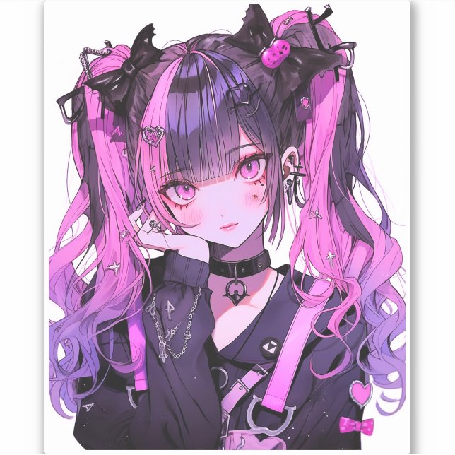 Sticker Cute Anime Goth Girl (Devant)