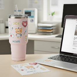 Sticker Cute Aquarelle Infirmière Éléments Médicales Kiss-