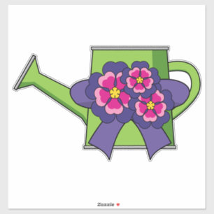 Sticker Cute arrosage canne avec Bouquet de fleurs