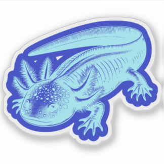 Sticker Cute Axolotl Nouveautés Ocean Blue Vinyl