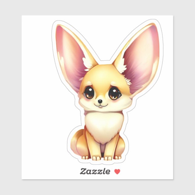 Sticker Cute Baby Fennec Fox (Feuille)
