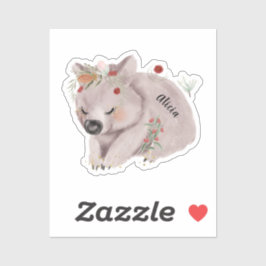 Sticker Cute Baby Wombat Gold Speckle Nom personnalisé