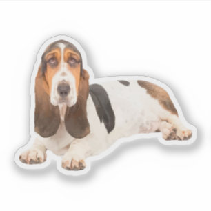 Sticker Cute Basset Hound Chien race Forme