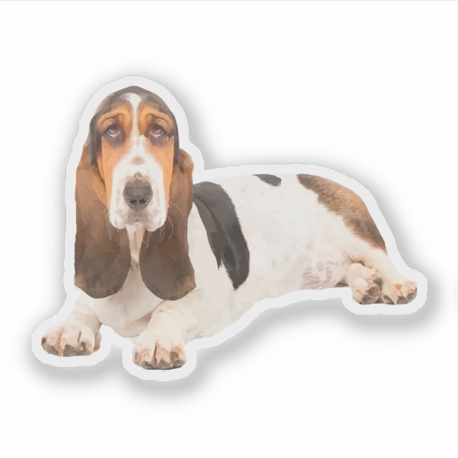 Sticker Cute Basset Hound Chien race Forme (Devant)