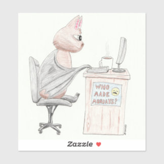 Sticker Cute Bat au bureau