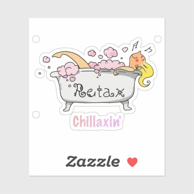 Sticker Cute Bathtub Cartoon - Chillaxin’ Relaxation (Feuille)