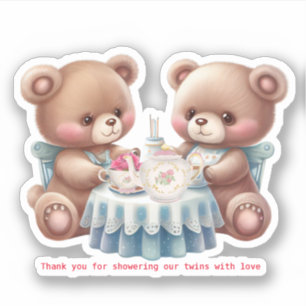 Sticker Cute Bear Twins Merci Custom-Cut Vinyl