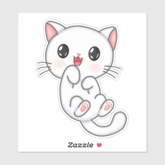 Sticker Cute blanche Kitty (Feuille)