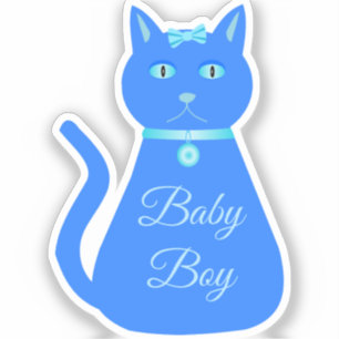 Sticker Cute Blue Baby Boy Chat Personnalisé