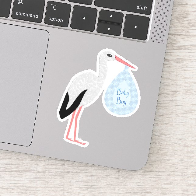 Sticker Cute Blue Baby Boy Stork (Détail)
