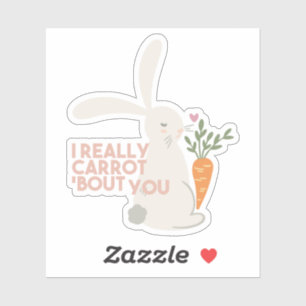 Sticker Cute Bunny Carrot Pun - Je Carotte Vraiment Vous B