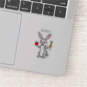 Sticker Cute bunny rabbit with vegetables