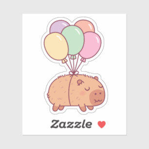 Sticker Cute Capybara Avec Ballons