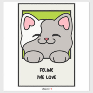 Sticker Cute Cartoon Cat Valentine Friends | Adorable Art