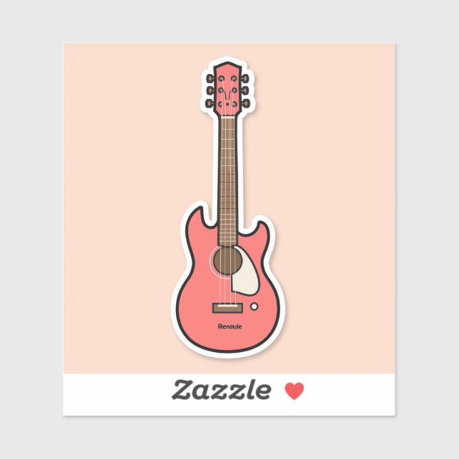 Sticker Cute Cartoon Guitar (Feuille)