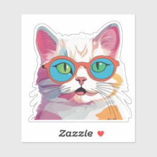 Sticker Cute Chat avec lunettes Clipart-78197