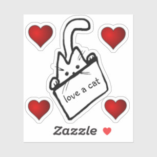 Sticker Cute chat caricature dans un sac Aimer un chat ave