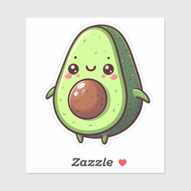Sticker Cute Chibi Avocado (Feuille)