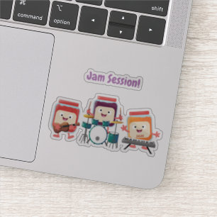 Sticker Cute confiture session dessin animé musicien humou