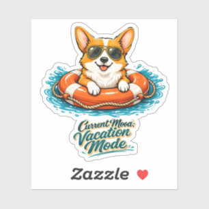 Sticker Cute Corgi "Vacation Mode" Summer Design