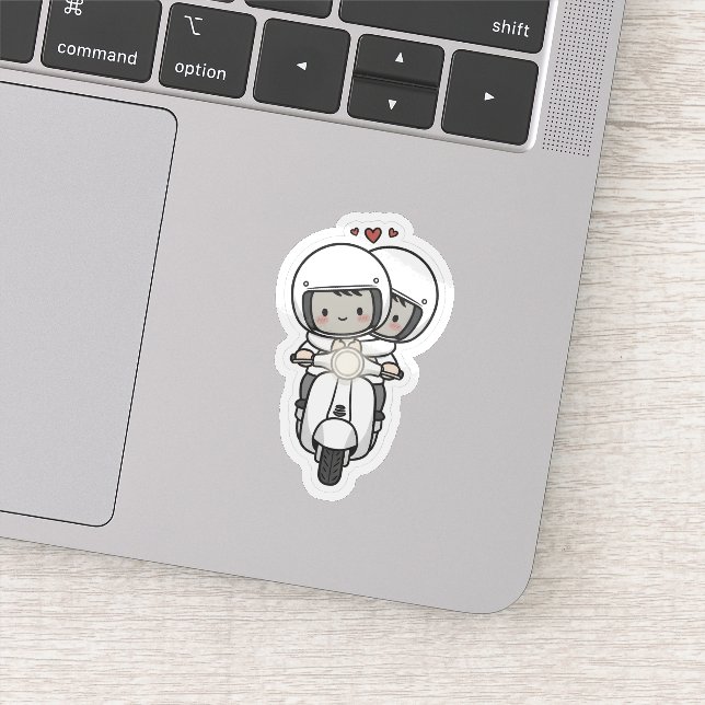 Sticker Cute Couple Scooter Trip | Romantic Travel Love  (Détail)