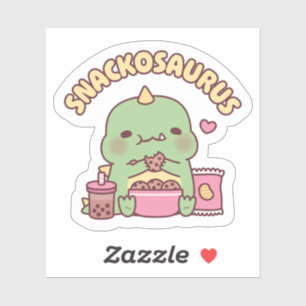 Sticker Cute Dinosaur Munching Cookies Snackosaurus Drôle