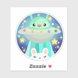 Sticker Cute Espace Créature Et Lapin Lapin Lapin