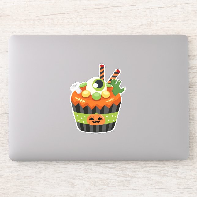 Sticker Cute et Déplaisante Halloween Cupcake avec un Big  (Ordinateur)